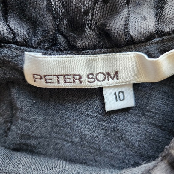 Peter Som Wool Ruffle Neck Blouse Womens 10 Puff Sleeve Textured Designer Top - Picture 6 of 15